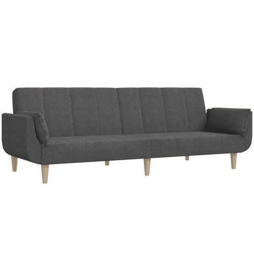 Sofá-cama, Sofá conversível 2 lugares com duas almofadas tecido cinzento-escuro