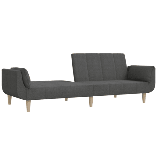 Sofá-cama, Sofá conversível 2 lugares com duas almofadas tecido cinzento-escuro
