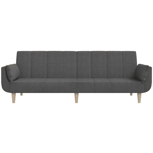 Sofá-cama, Sofá conversível 2 lugares com duas almofadas tecido cinzento-escuro