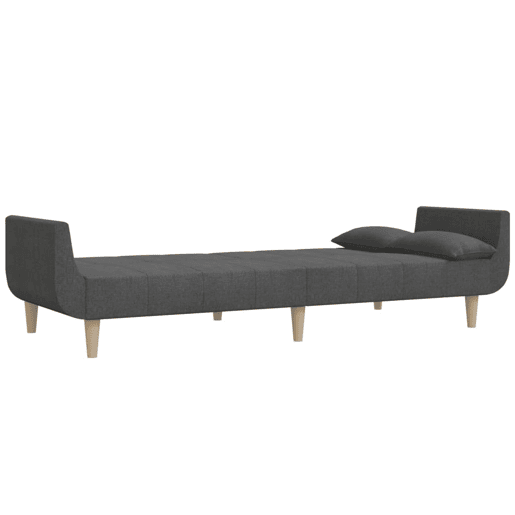 Sofá-cama, Sofá conversível 2 lugares com duas almofadas tecido cinzento-escuro