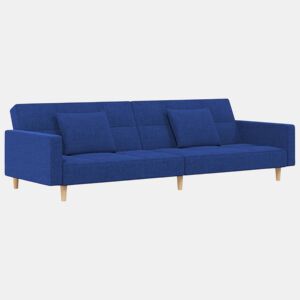 Sofá-cama, Sofá conversível 2 lugares com duas almofadas tecido azul