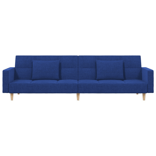 Sofá-cama, Sofá conversível 2 lugares com duas almofadas tecido azul Sofá-cama, Sofá conversível 2 lugares com duas almofadas tecido azul