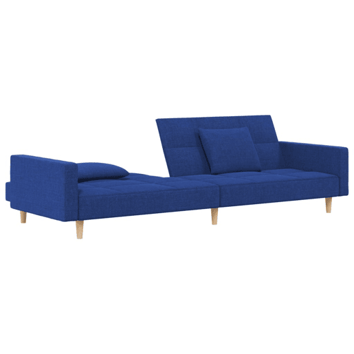 Sofá-cama, Sofá conversível 2 lugares com duas almofadas tecido azul Sofá-cama, Sofá conversível 2 lugares com duas almofadas tecido azul