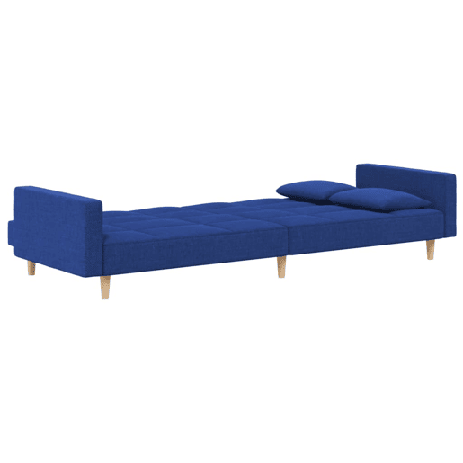 Sofá-cama, Sofá conversível 2 lugares com duas almofadas tecido azul Sofá-cama, Sofá conversível 2 lugares com duas almofadas tecido azul