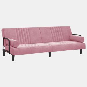 Sofá-cama, Sofá conversível com apoio de braços veludo rosa