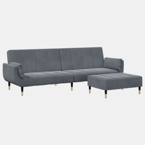 Sofá-cama, Sofá conversível 2 lugares c apoio de pés veludo cinzento-escuro