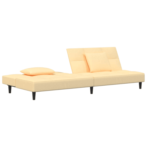 Sofá-cama, Sofá conversível 2 lugares com duas almofadas veludo cor creme