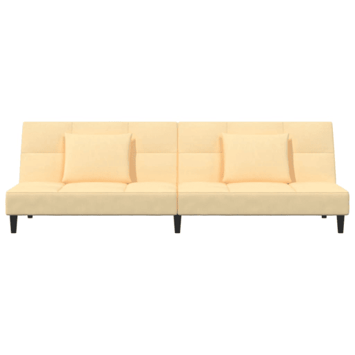 Sofá-cama, Sofá conversível 2 lugares com duas almofadas veludo cor creme