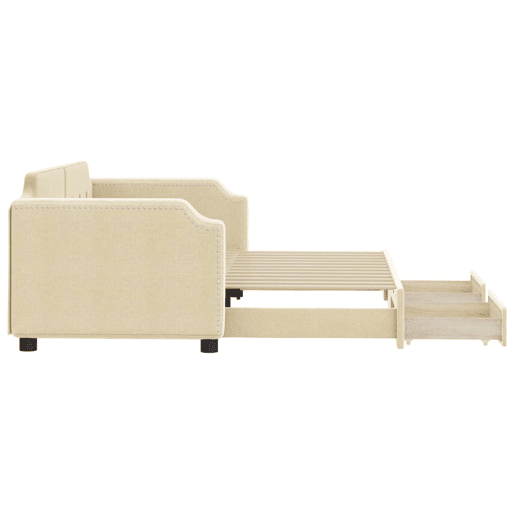 Sofá-cama, Sofá conversível com gavetão e gavetas 90x200 cm tecido cor creme
