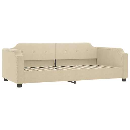 Sofá-cama, Sofá conversível com gavetão e gavetas 90x200 cm tecido cor creme