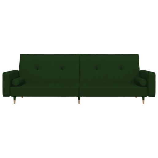 Sofá-cama, Sofá conversível 2 lugares com duas almofadas veludo verde-escuro