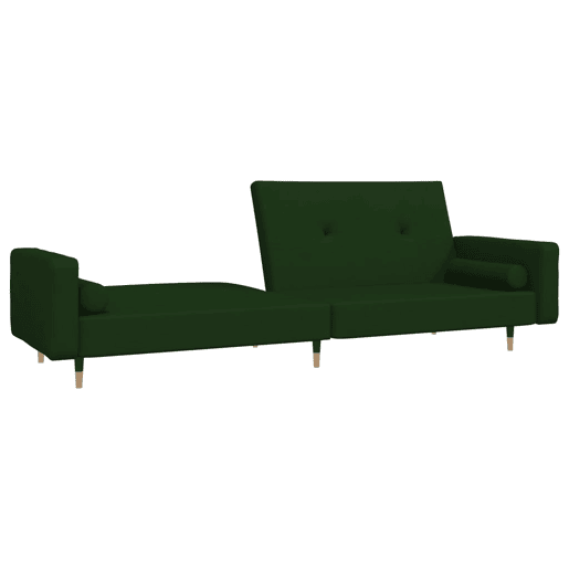 Sofá-cama, Sofá conversível 2 lugares com duas almofadas veludo verde-escuro