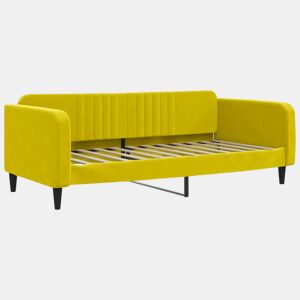 Sofá-cama, Sofá conversível 100x200 cm veludo amarelo