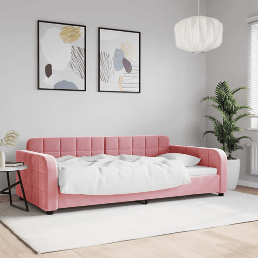 Sofá-cama, Sofá conversível 100x200 cm veludo rosa Sofá-cama, Sofá conversível 100x200 cm veludo rosa