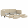 Sofá-cama, Sofá conversível com gavetão e gavetas 80x200 cm tecido cor creme