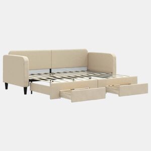 Sofá-cama, Sofá conversível com gavetão e gavetas 80x200 cm tecido cor creme