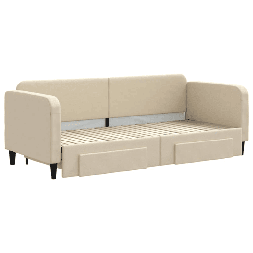 Sofá-cama, Sofá conversível com gavetão e gavetas 80x200 cm tecido cor creme