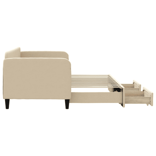 Sofá-cama, Sofá conversível com gavetão e gavetas 80x200 cm tecido cor creme