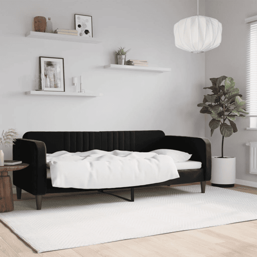 Sofá-cama, Sofá conversível 80x200 cm veludo preto Sofá-cama, Sofá conversível 80x200 cm veludo preto