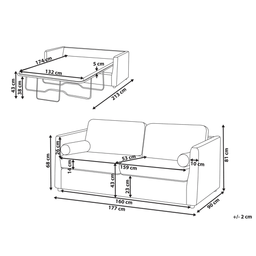 Sofá-cama INKOO Tecido Branco creme