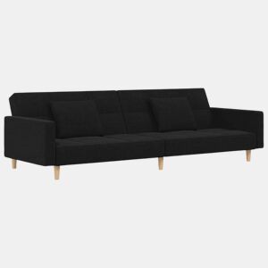 Sofá-cama, Sofá conversível 2 lugares com duas almofadas tecido preto