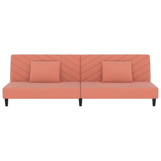 Sofá-cama, Sofá conversível 2 lugares com duas almofadas veludo rosa Sofá-cama, Sofá conversível 2 lugares com duas almofadas veludo rosa