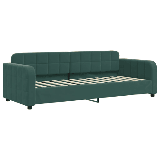 Sofá-cama, Sofá conversível 80x200 cm veludo verde-escuro