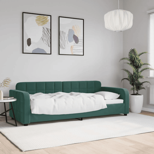 Sofá-cama, Sofá conversível 80x200 cm veludo verde-escuro