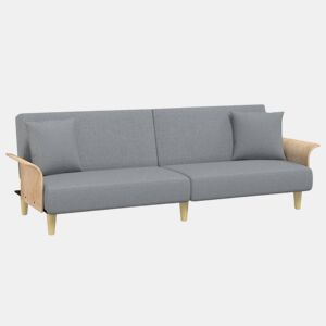Sofá-cama, Sofá conversível com apoio de braços tecido cinzento-claro