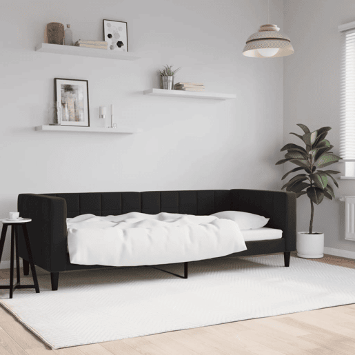 Sofá-cama, Sofá conversível 80x200 cm veludo preto