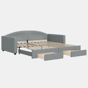 Sofá-cama, Sofá conversível c gavetão e gavetas 100x200 cm tecido cinzento-claro