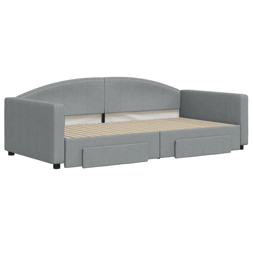 Sofá-cama, Sofá conversível c gavetão e gavetas 100x200 cm tecido cinzento-claro Sofá-cama, Sofá conversível c gavetão e gavetas 100x200 cm tecido cinzento-claro