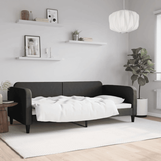 Sofá-cama, Sofá conversível 100x200 cm tecido preto