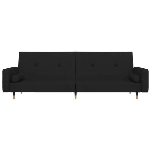 Sofá-cama, Sofá conversível 2 lugares com duas almofadas veludo preto Sofá-cama, Sofá conversível 2 lugares com duas almofadas veludo preto