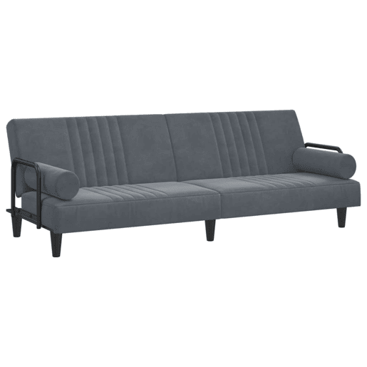 Sofá-cama, Sofá conversível com apoio de braços veludo cinzento-escuro