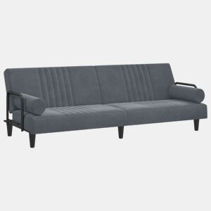 Sofá-cama, Sofá conversível com apoio de braços veludo cinzento-escuro