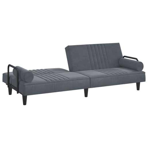 Sofá-cama, Sofá conversível com apoio de braços veludo cinzento-escuro