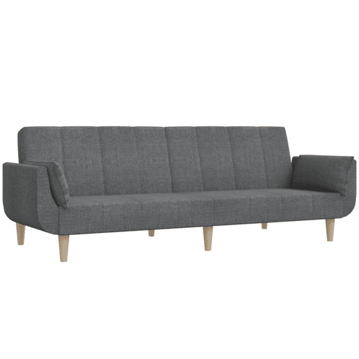 Sofá-cama, Sofá conversível 2 lugares com duas almofadas tecido cinzento-claro