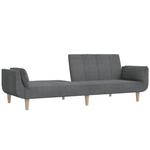 Sofá-cama, Sofá conversível 2 lugares com duas almofadas tecido cinzento-claro