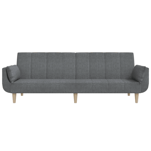 Sofá-cama, Sofá conversível 2 lugares com duas almofadas tecido cinzento-claro