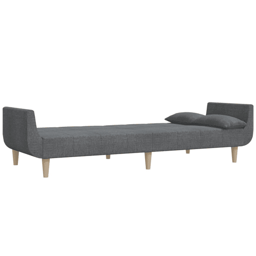 Sofá-cama, Sofá conversível 2 lugares com duas almofadas tecido cinzento-claro