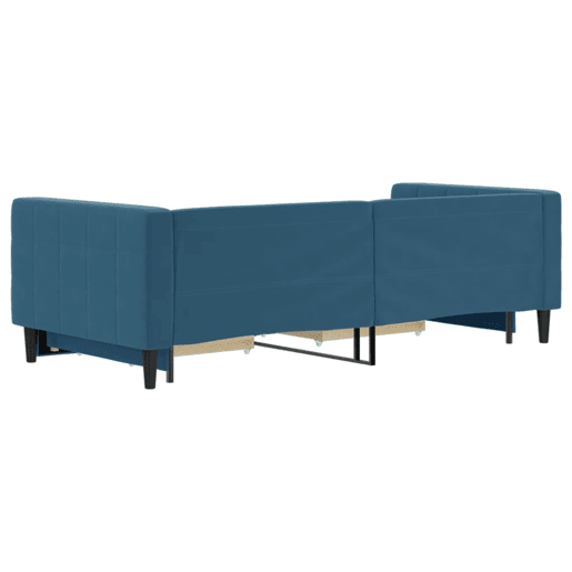 Sofá-cama, Sofá conversível com gavetão e gavetas 90x200 cm veludo azul