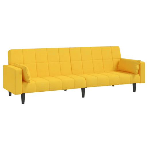Sofá-cama, Sofá conversível 2 lugares com duas almofadas tecido amarelo