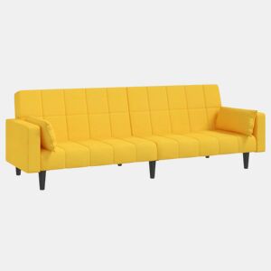 Sofá-cama, Sofá conversível 2 lugares com duas almofadas tecido amarelo