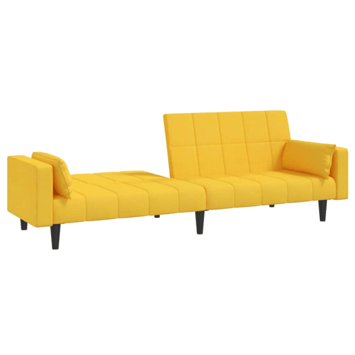 Sofá-cama, Sofá conversível 2 lugares com duas almofadas tecido amarelo