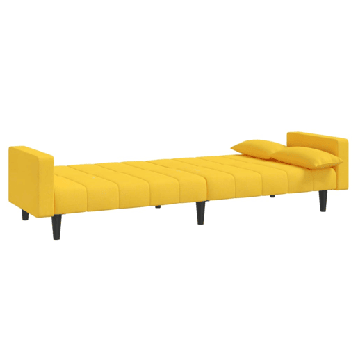 Sofá-cama, Sofá conversível 2 lugares com duas almofadas tecido amarelo