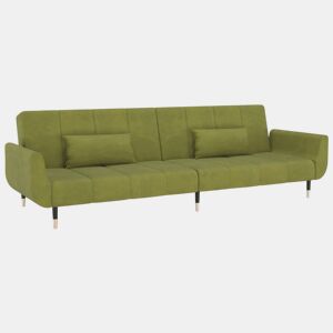 Sofá-cama, Sofá conversível 2 lugares com duas almofadas veludo verde-claro