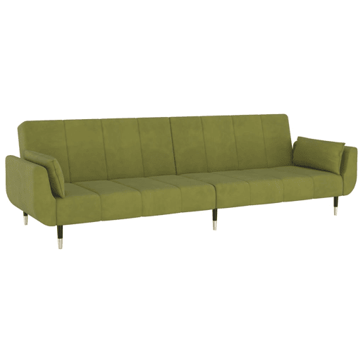 Sofá-cama, Sofá conversível 2 lugares com duas almofadas veludo verde-claro