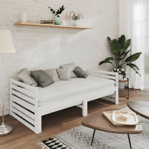 Estrutura Sofá-cama, Sofá conversível de puxar 2x(90x200) cm pinho maciço branco