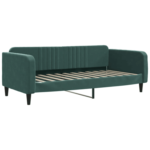 Sofá-cama, Sofá conversível 90x200 cm veludo verde-escuro